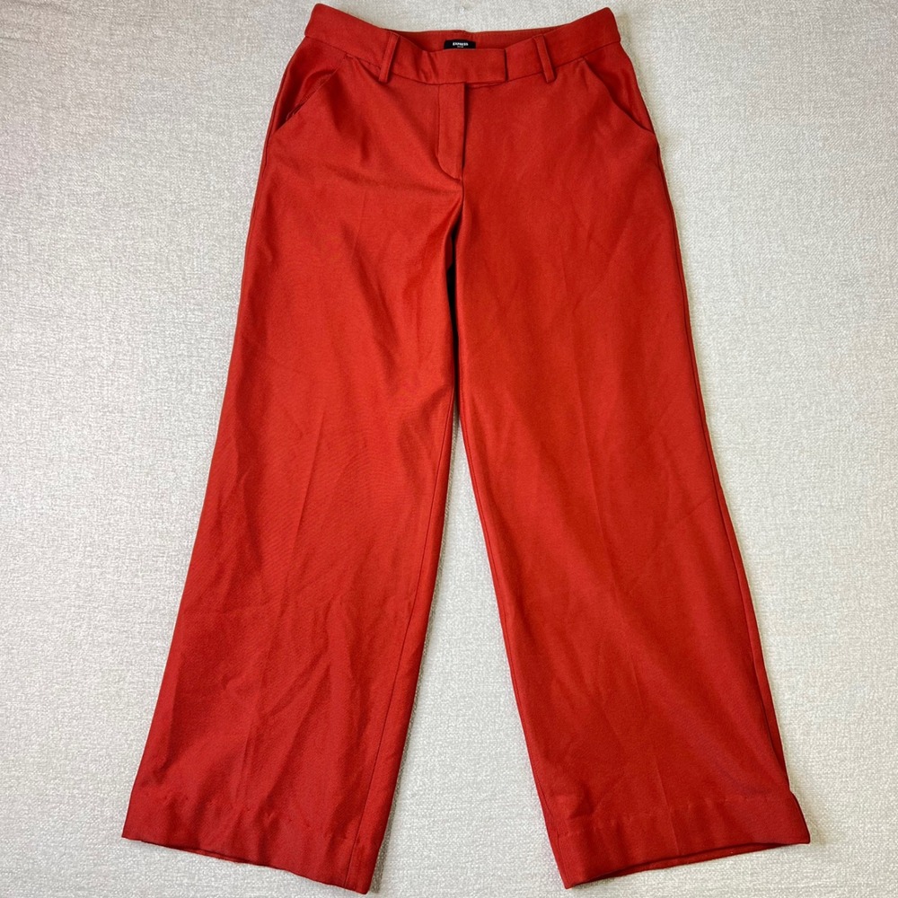 Express Editor Relaxed Trouser Red Wide Leg Mid Rise Dress Pants 6R